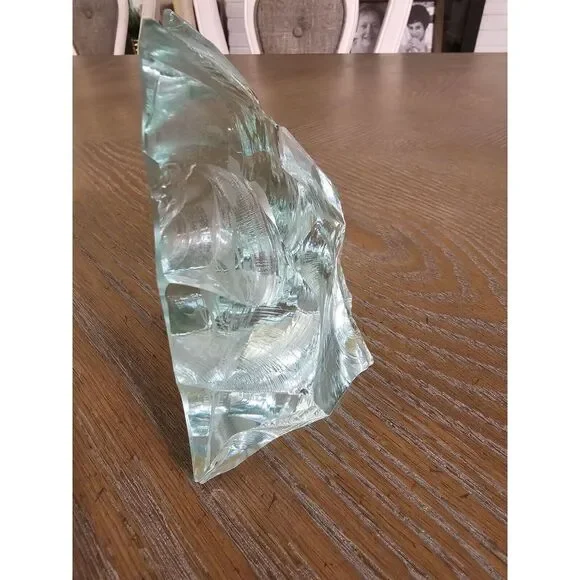 Vicke Lindstrand For Kosta Boda Blown Glass Block Blue Green Paperweight‎ Deer - Picture 2 of 16